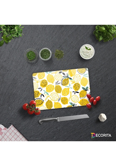 Decorita Cam Kesme Tahtası | Sarı Limonlar | 20cm x 30cm