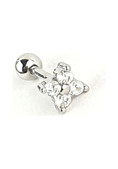 Zirkon Taşlı Çiçek Figürlü 925ayar Gümüş Tragus Kıkırdak Piercing Gümüş