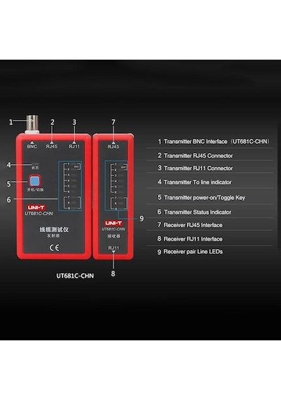 Uni-t Ut681c Network Kablo Test Cihazı Rj45/rj11/bnc