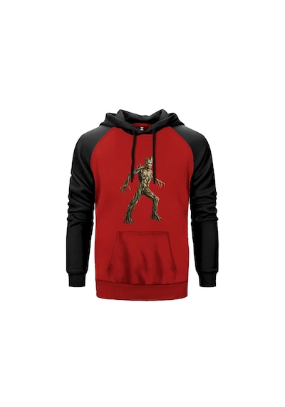 Galaksinin Koruyucuları Groot Kırmızı Renk Reglan Kol Sweatshirt Kırmızı