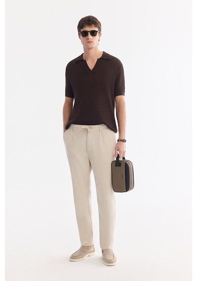 Avva Erkek Bej Beli Bağcıklı Keten Karışımlı Chino Relaxed Fit Pantolon B003036 Avva Erkek Bej Beli Bağcıklı Keten Karışımlı Chino Relaxed Fit Pantolon B003036