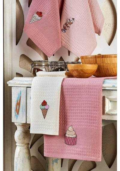 6 Parça Mutfak Kurulama Bezi 40 X 60 Cm İce Cream Çok Renkli