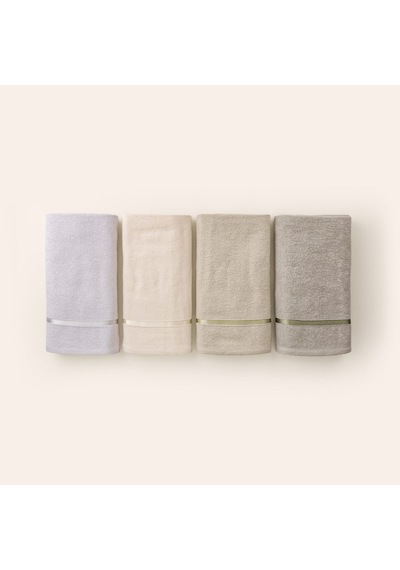 Soft Nova 4'lü Havlu Seti - Krem / Gri /yeşil / Taş - 50x70 Cm Çok Renkli