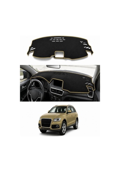 Audi Q5 2008-2017 Uyumlu Torpido Koruma Kılıfı - Taba Şeritli
