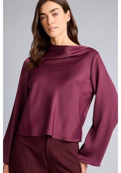 Defacto Regular Fit Degaje Yaka Saten Uzun Kollu Bluz H0064ax26spbr306 Bordo-br306