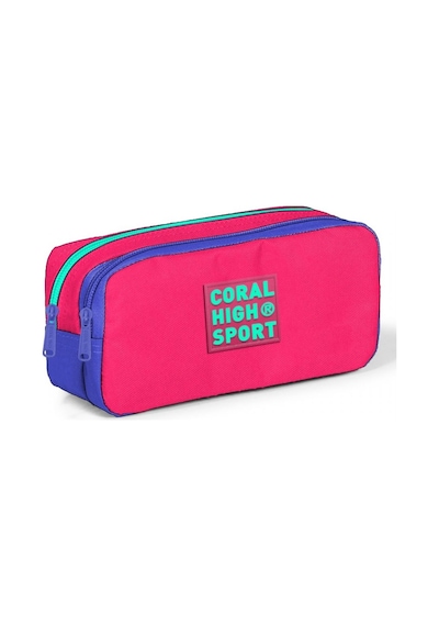 Coral High Sport İki Gözlü Neon Mercan Lavanta Kalem Çantası