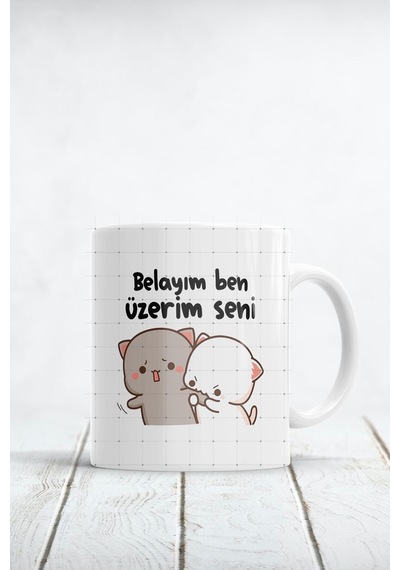 Belayım Ben Üzerim Seni Baskılı Kupa Bardak Beyaz