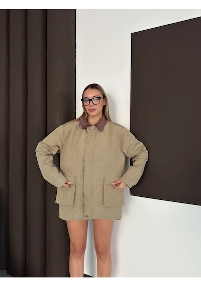 Astarlı Yaka Detaylı Artos Ceket Haki St2651019 Haki