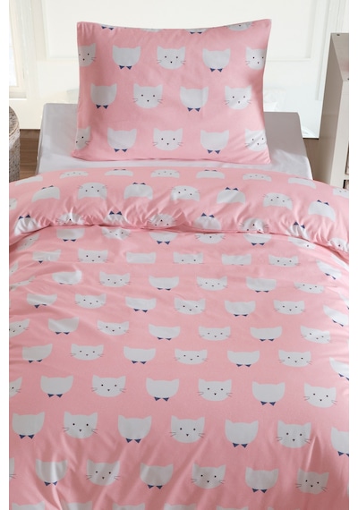 Tek Kişilik Pamuklu Nevresim Takımı 3 Parça Pisipisi Desen Pembe / Yumuşak Dokulu Pembe