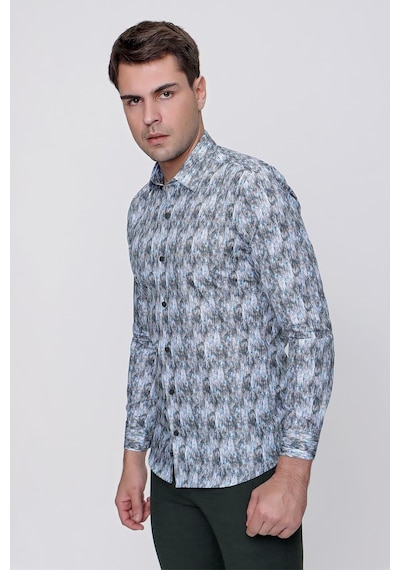 Efor G 1479 Slim Fit Mavi Spor Gömlek Mavi