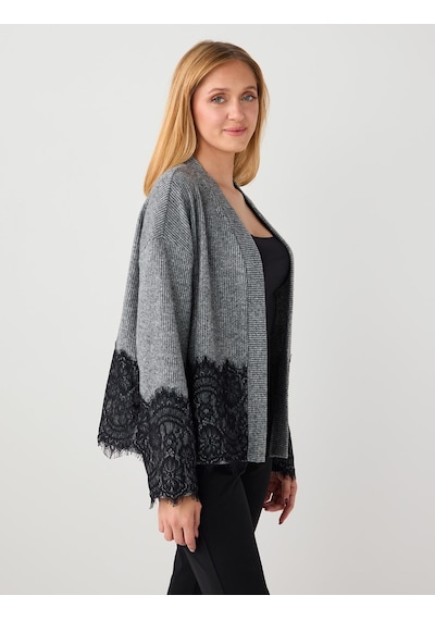 Jimmy Key Jimmy Key Antrasit Rahat Kesim Uzun Kollu Dantel Detaylı Örme Hırka 5ww103724971