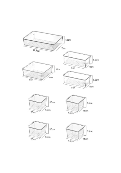 Meleni Home 8'li Set Modüler Çekmece Içi Düzenleyici, Banyo Makyaj Ve Takı Düzenleyici - Ofis Masaüstü Organizer Beyaz