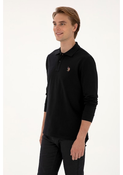 U.S. Polo Assn. Erkek Regular Fit Polo Yaka Siyah Basic Sweatshirt 50313772-VR046