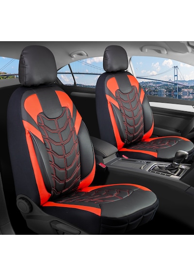 Fiat Linea Active Plus Uyumlu Lüx Deri Oto Koltuk Kılıfı Ön Arka Takım Classy Serisi Siyah Kırmızı 30931665