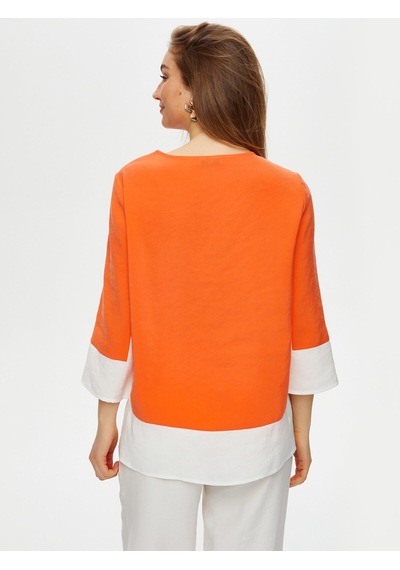 Faik Sönmez Renk Bloklu Modallı Tunik S25tnk013 Us25tnk01361 Orange Turuncu