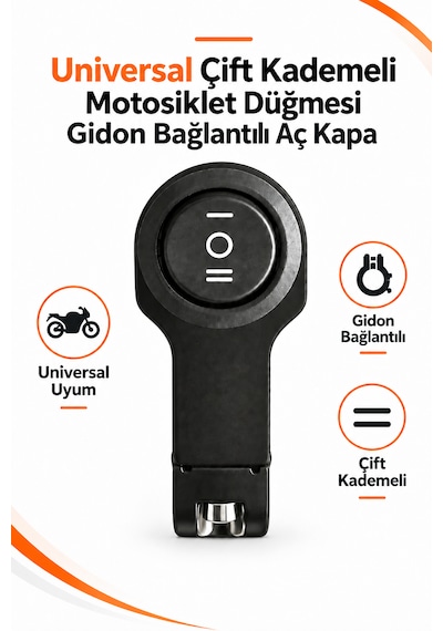 Universal Çift Kademeli Motosiklet Düğmesi Gidon Bağlantılı Aç Kapa 1