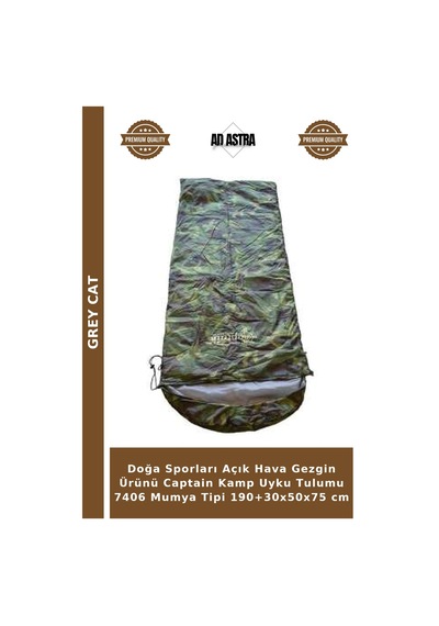 Doğa Sporları Açık Hava Gezgin Ürünü Captain Kamp Uyku Tulumu 7406 Mumya Tipi 190+30x50x75 Cm Çok Renkli