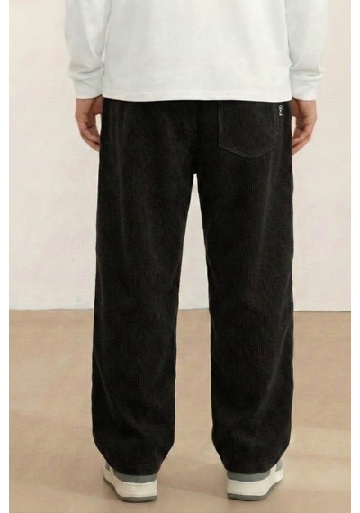 Genius Store Genıus Erkek Pantolon Fitilli Kadife Bol Paça Oversize Pantolon Siyah