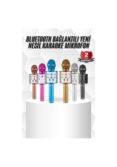 Mey İthalat Karaoke Mikrofon Bluetooth Bağlantılı Aux Girişli Uzun Pil Ömrü Yüksek Ses Kaliteli