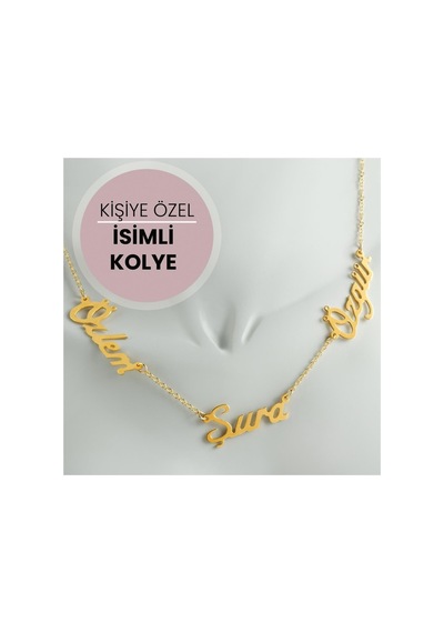 Kişiye - 199 - Özel Üç İsim Yazılı - Spt-gld - Kolye Sarı altın