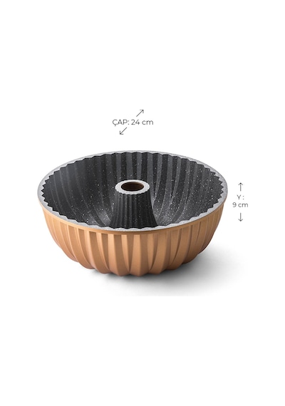 Emsan Griss Hardstone Döküm Kek Kalıbı Gold 24 CM