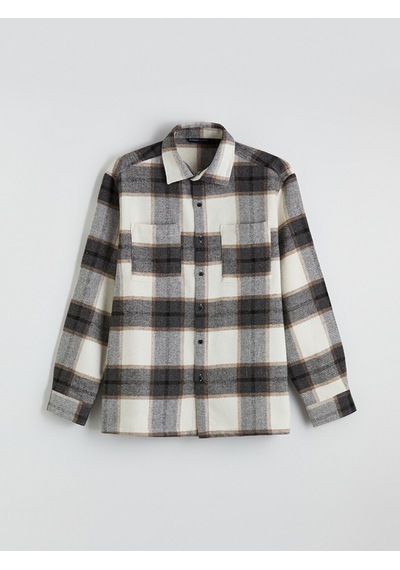 Lcwaıkıkı Classic Bej Loose Fit Ekose Erkek Gömlek