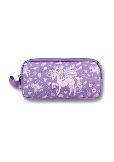 Ümit Çanta 5029 Unicorn Pegasus Desenli - Lila Renkli Kız Çocuk Kalem Çantası Mor