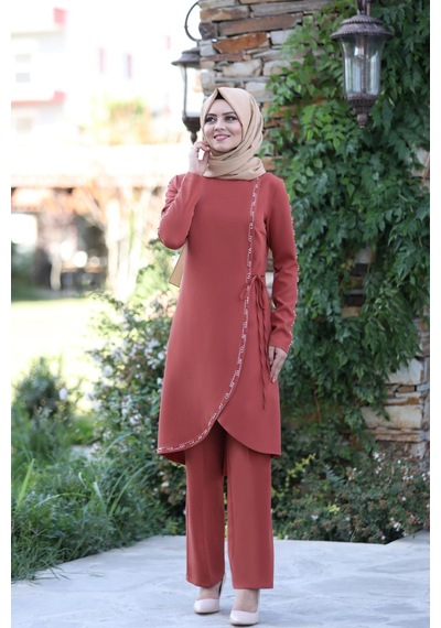 İbrahim Burak Etiler Collection Boncuk İşlemeli Takım Mdc 5434 Mercan