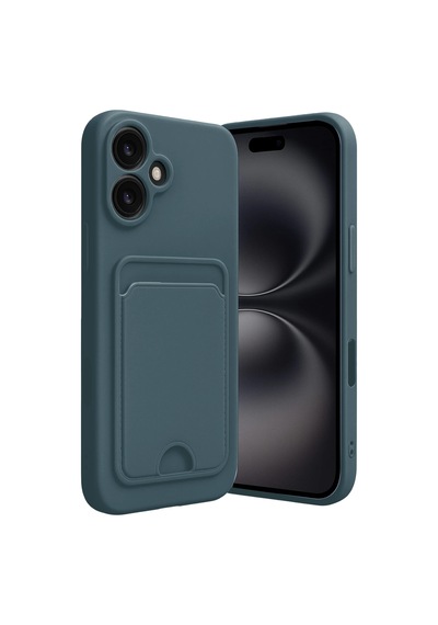 Newface - 453 - İphone 16 Kılıf Kelvin Kartvizitli Silikon - - Metemıx - Koyu Yeşil