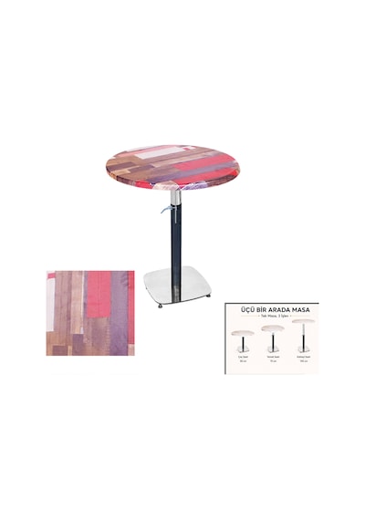 Üçüz Masa Ayarlanabilir 60 Cm Yuvarlak - Werzalit, Wermodin Ve Allzalit Tabla - Redwood Çok Renkli