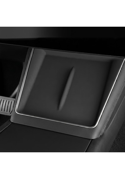 Tesla Model Y Juniper 2025+ Uyumlu Ön Konsol Kablosuz Şarj Pedi Kaymaz Silikon Matı 1 Adet Siyah