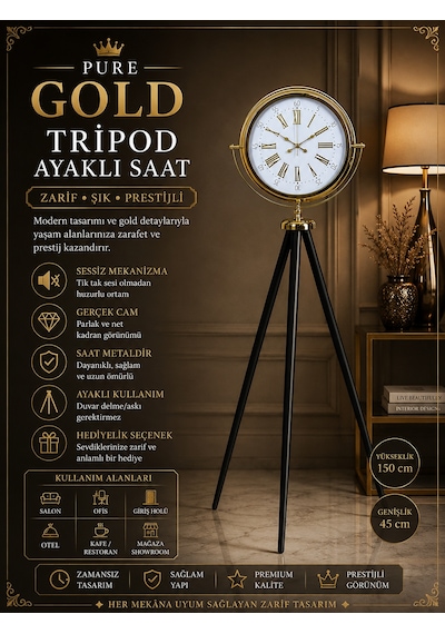 Pure Gold Tripod Ayaklı Saat