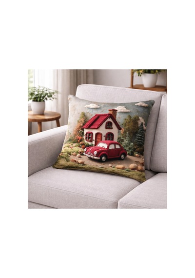 3d Dijital Baskılı Kadife Kırlent Kılıfı Modern, Lüks Ve Dekoratif Tasarım Bordo - 857633681 Bordo