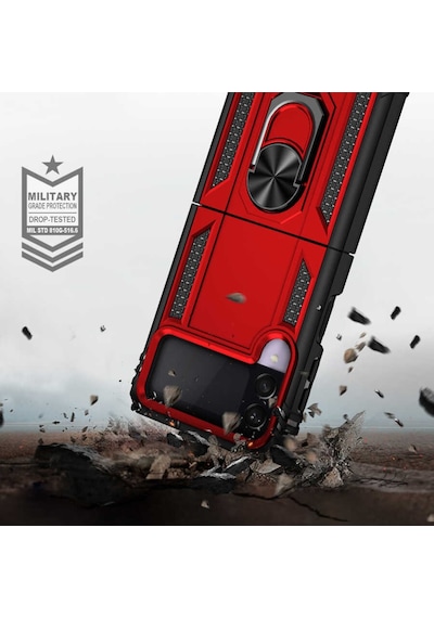 Galaxy Z Flip 3 Kilif Zore Vega Yüzüklü Standli Zirh Kilif 526699717