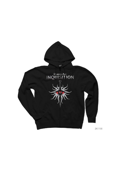 Dragon Age Inquisition Siyah Fermuarlı Kapşonlu Sweatshirt Siyah