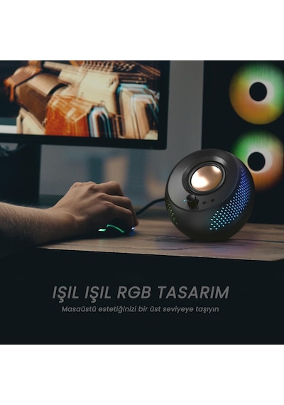 Creative Pebble X Plus Siyah 2.1 15W USB-C Bluetooth 5.3 RGB Aydınlatmalı Masaüstü Multimedya Hoparlör Seti