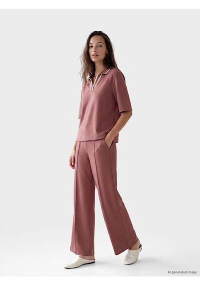 Lcw Everyday Pembe Polo Yaka Soft Touch Kadın Tişört