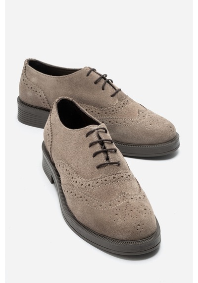 Luvi Shoes Avra Vizon Süet Hakiki Deri Kadın Oxford Ayakkabı