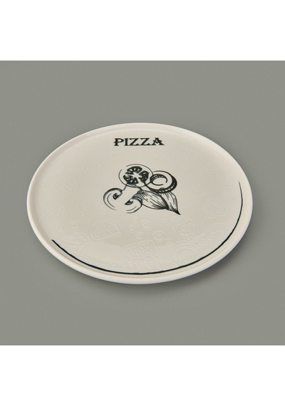 Kitchen Gourmet Pizza Tabağı - Krem / Siyah - 30 Cm Renkli