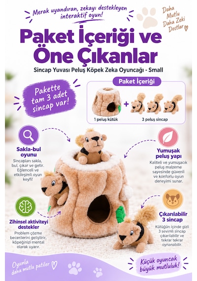 Outward Hound Hide A Squirrel Small Sincap Yuvası Peluş Köpek Zeka Oyuncağı