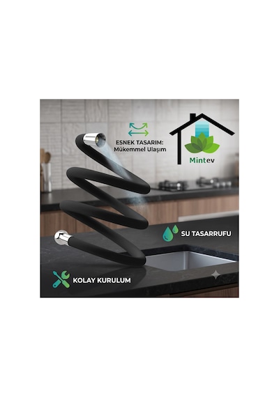 Silikon Patlamaz Yırtılmaz Ezilmez Nano Duş Hortumu 150 Cm Banyo Duş Hortumu Siyah