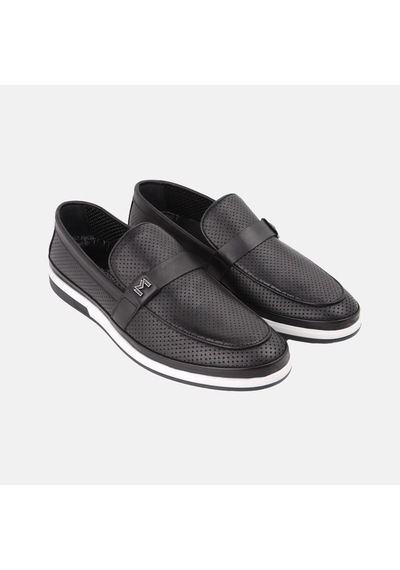 Forelli Marcomen 15166 Loafer Delikli Yazlık Deri Erkek Ayakkab Siyah