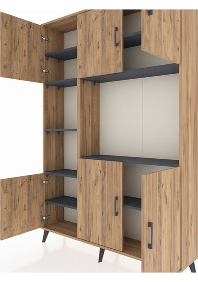 Arges Dolap 9 Raflı 6 Kapaklı 132x30x195 Çam-çam/antrasit Atlas Çam/antrasıt Arges Dolap 9 Raflı 6 Kapaklı 132x30x195 Çam-çam/antrasit Atlas Çam/antrasıt