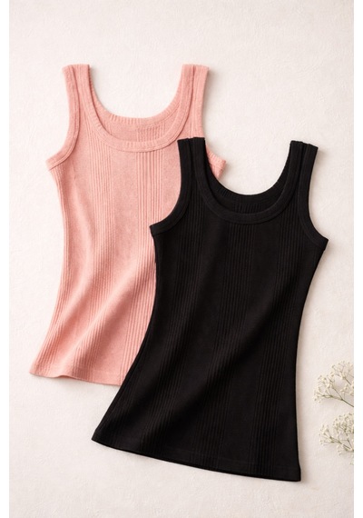 Demirsa Boutique Pamuklu Penye Kaşkorse Kumaş Kalın Askılı Oval Yaka Siyah Ve Pudra Renk Kadın 2'li T-shirt Atlet Siyah-pudra Demirsa Boutique Pamuklu Penye Kaşkorse Kumaş Kalın Askılı Oval Yaka Siyah Ve Pudra Renk Kadın 2'li T-shirt Atlet Siyah-pudra