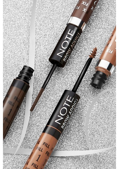 Note Cosmetics Brow Addict Fix&Fill Kaş Farı ve Maskarası 2'si 1 Arada - 04 Grey Brown