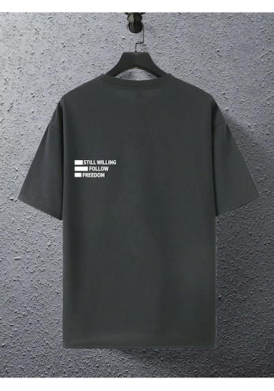 Unisex Füme Oversiz Still Follow Freedom Baskılı Örme T-shirt Füme Unisex Füme Oversiz Still Follow Freedom Baskılı Örme T-shirt Füme