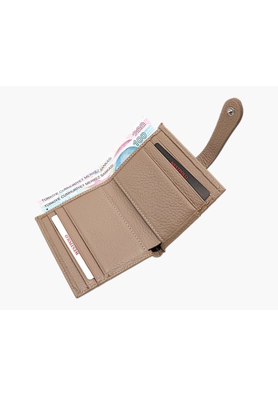 Westpolo Hakiki Deri Kağıt Para Ve Bol Kart Bölmeli Patlı Unisex Cüzdan - Kum Kum