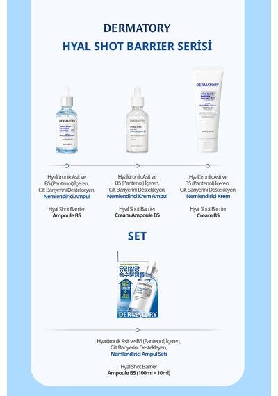 Hyalüronik Asitli Nemlendirici Ampul Dermatory Hyal Shot Barrier Cream Ampoule B5