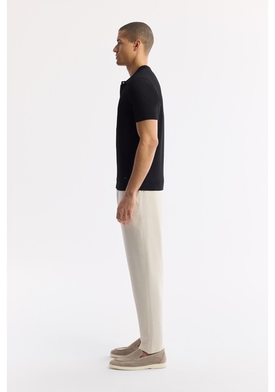 Avva Erkek Siyah Polo Yaka Düğmeli Fitilli Rayon Triko Regular Fit T-shirt A51y5001