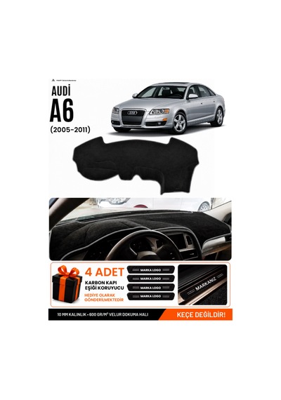 Audı A6 2005-2011 Uyumlu Torpido Koruma, Torpido Örtüsü, Torpido Kılıfı - Siyah-gri - Au004